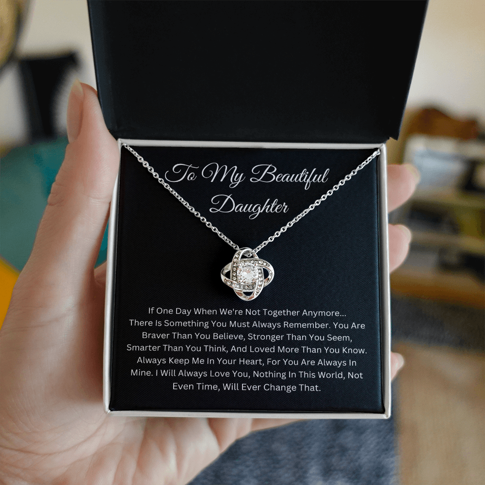 To My Beautiful Daughter Love Knot Necklace