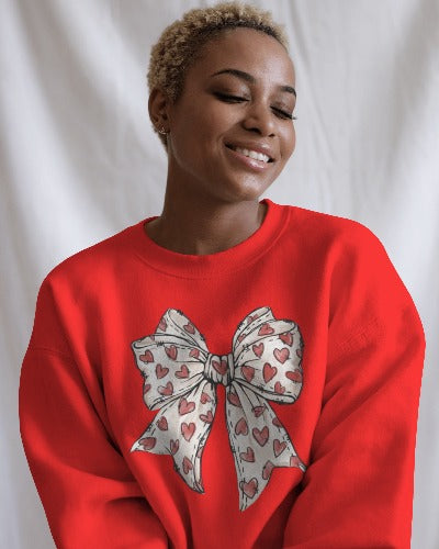 Valentines Day Heart Bow Sweatshirt